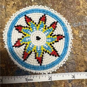 Lot of 5- vintage 3” hand crafted beaded rosettes